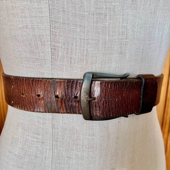 Vintage Genuine Leather Tooled Western Belt Distressed Supple Boho Festival - Picture 4 of 9